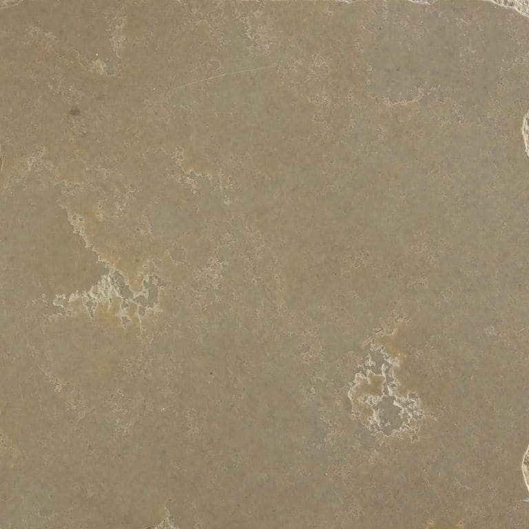 Swatch image for Limestone - Azteca. The surface finish shown is polished. Dominant colors shown are brown and tan; with a green secondary. The color mix creates a warm feeling. Regular and blotched color patterns.