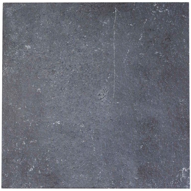 Color/Finish variation image for Limestone - Bahama Black. The surface finish shown is flamed. The dominant color shown is gray; with blue and purple secondaries. The color mix creates a cool feeling. Solid, regular and cloudy color patterns.