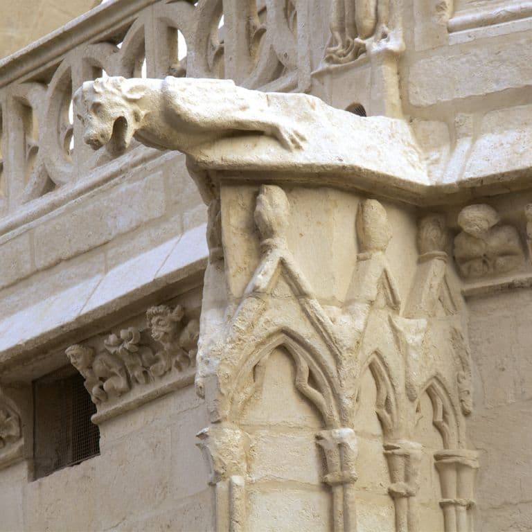 The image shows this material being used in an architectural elements application.