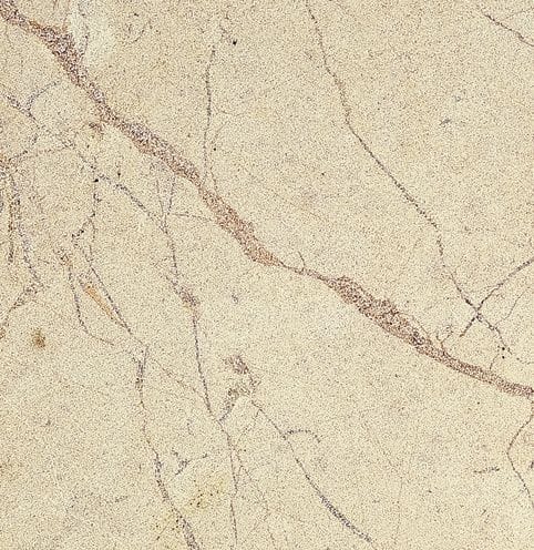 Color/Finish variation image for Limestone - Portuguese Alpine. The surface finish shown is sand blasted. Dominant colors shown are beige and tan; with brown, orange/rust and cream secondaries. Exhibits "movement" and the color mix creates a warm feeling. Fine speckled and veined color patterns.