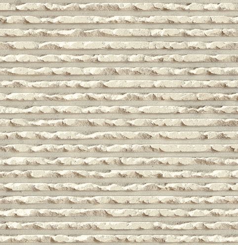 Color/Finish variation image for Imperial White Limestone. The surface finish shown is grooved. Dominant colors shown are beige, tan and cream; with brown, gray and white secondaries. The color mix creates a warm feeling. Regular, linear and swirled color patterns.