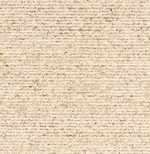 Color/Finish variation image for Cremsage Limestone. The surface finish shown is chiseled. Dominant colors shown are beige and tan; with brown, orange/rust and cream secondaries. The color mix creates a warm feeling. Regular, speckled and linear color patterns.