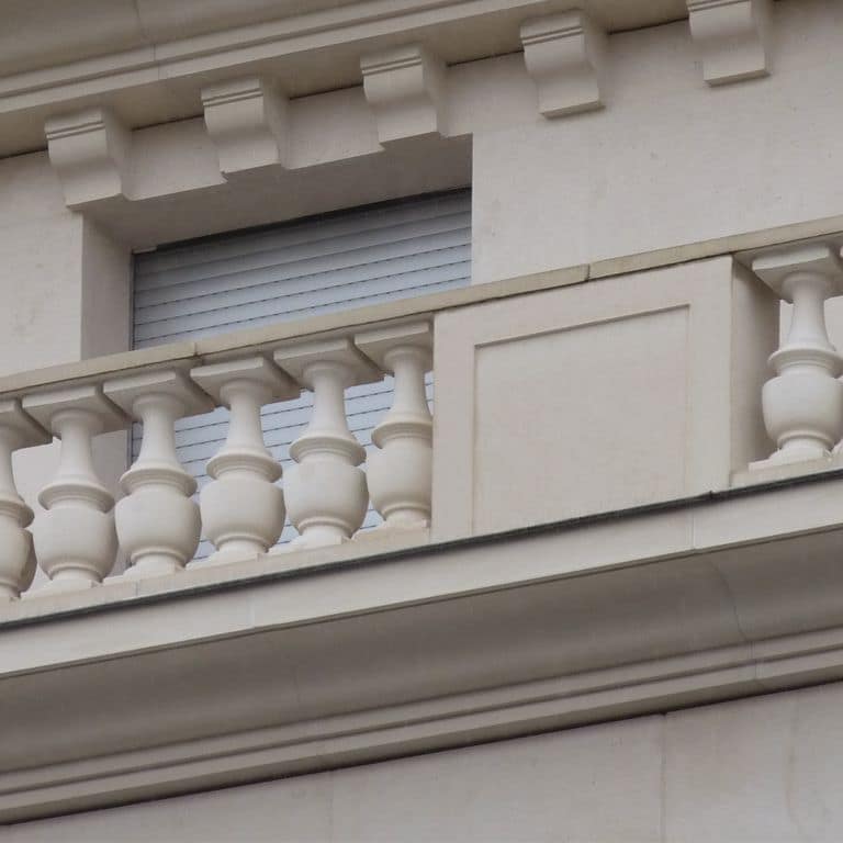 Application image for Limestone - Portuguese Cremcar. The image shows this material being used in an architectural elements application.