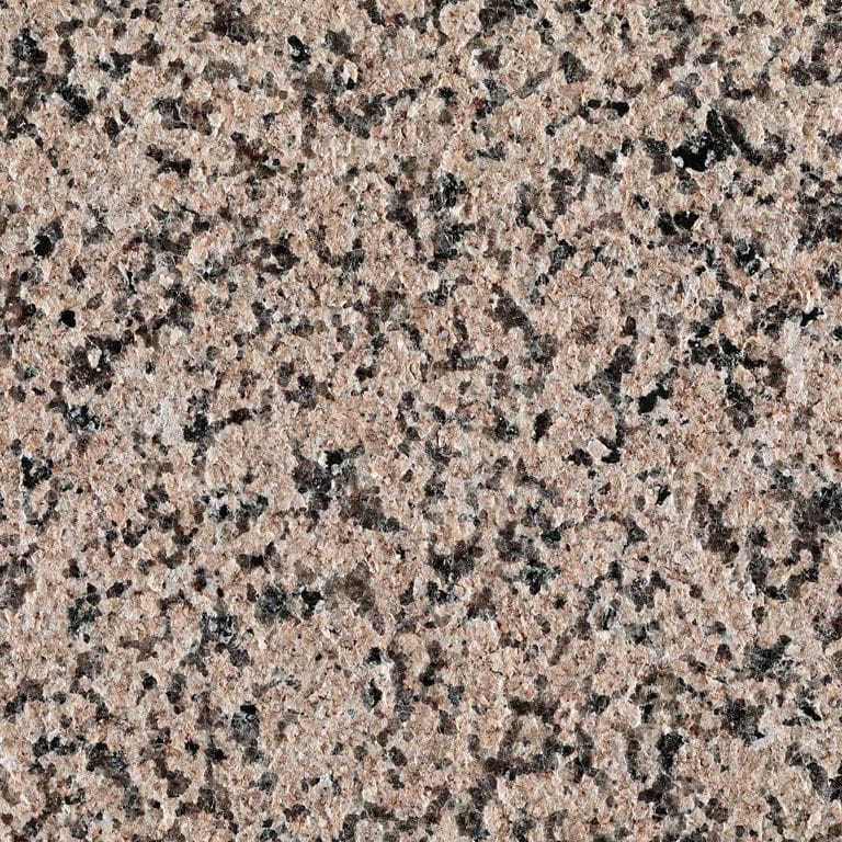 Color/Finish variation image for Granite - Red Star. The surface finish shown is flamed. The dominant color shown is pink. The color mix creates a warm feeling. Speckled and coarse speckled color patterns.