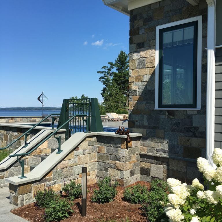 The image shows this material being used for thin veneer and window well.