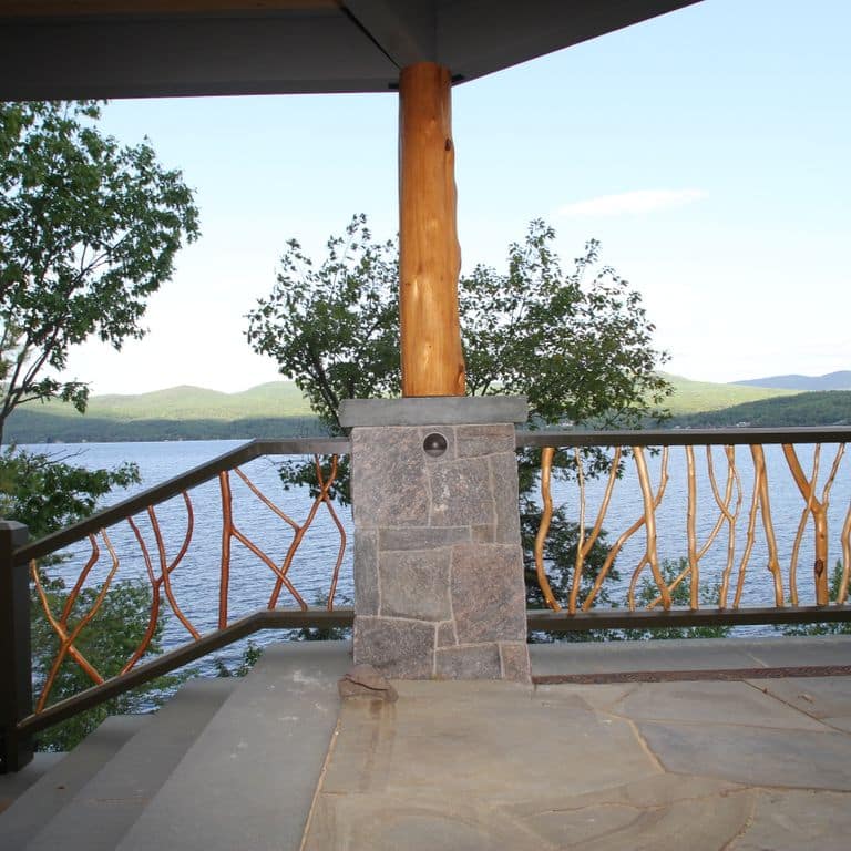 The image shows this material being used for posts and thin veneer.