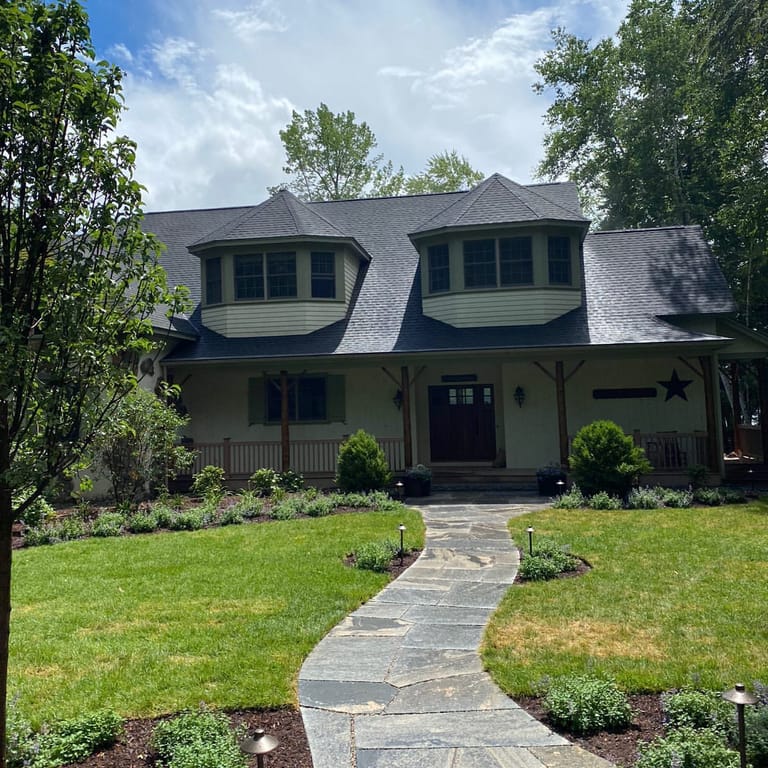 Application image for Granite - Liberty Hill. The image shows this material being used in a path pavers application.