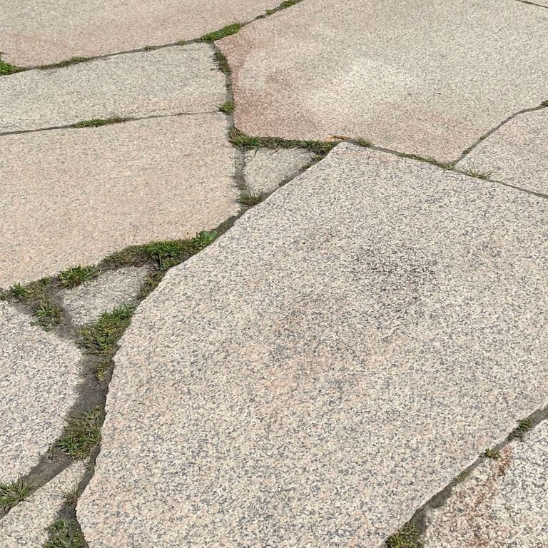 Close-up image for Millenium Granite. The surface finish shown is polished. Dominant colors shown are beige and tan; with gray and cream secondaries. Exhibits "movement" and the color mix creates a warm feeling. Speckled color pattern.
