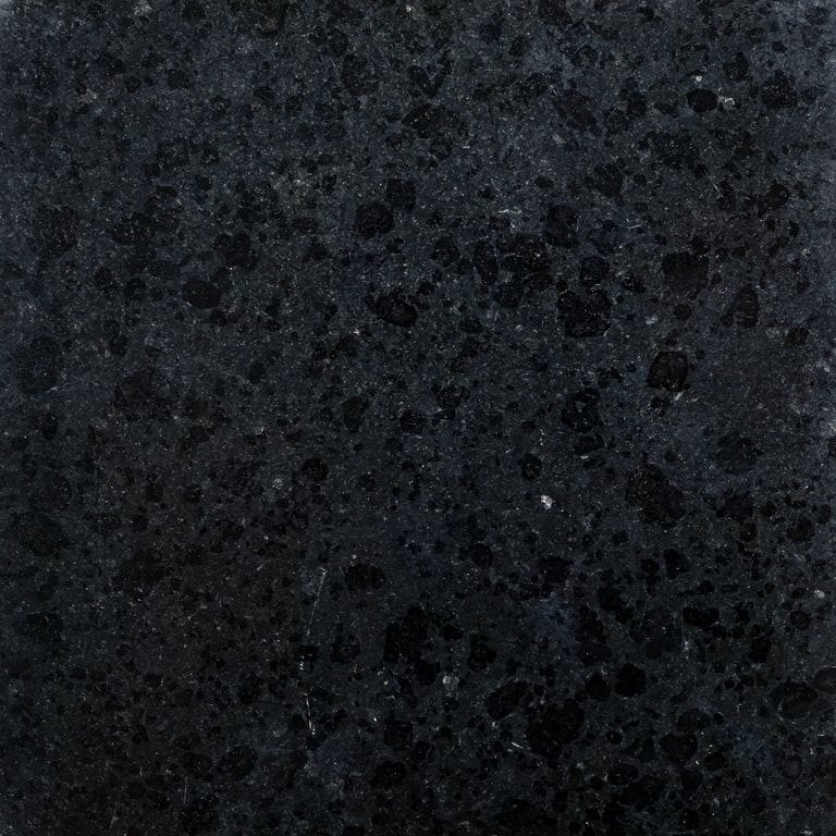 Color/Finish variation image for Zen Black Granite. The surface finish shown is polished. The dominant color shown is black. The color mix creates a cool feeling.