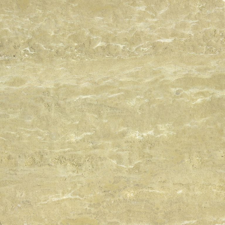 Color/Finish variation image for Northern Buff Limestone. The surface finishes shown are antiqued and brushed. Dominant colors shown are beige, yellow and tan; with orange/rust and cream secondaries. Exhibits "movement" and the color mix creates a warm feeling. Linear and swirled color patterns.