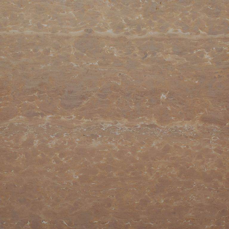 Color/Finish variation image for Champagne Plains Limestone. The surface finish shown is honed. The dominant color shown is brown; with orange/rust and tan secondaries. Exhibits "movement" and the color mix creates a warm feeling. Blotched, linear and swirled color patterns.
