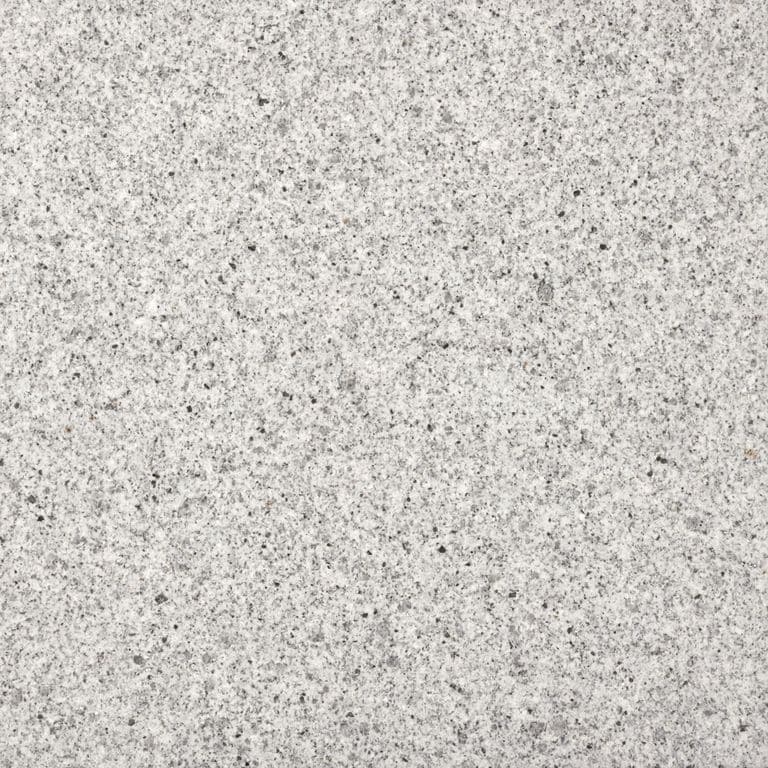 Feature image for Sierra White Granite. Dominant colors shown are gray and white; with beige, pink and cream secondaries. Speckled and fine speckled color patterns.