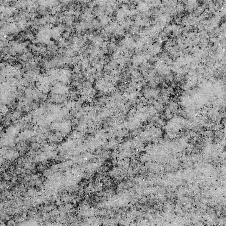 Color/Finish variation image for Silver Cloud Cross-Cut Granite. The surface finish shown is waterjet. The dominant color shown is gray. The color mix creates a cool feeling.