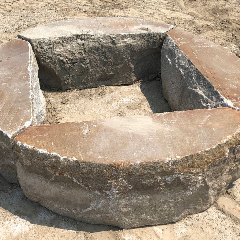 Application image for Granite - Reclaimed D-Radius Curbstone. Dominant colors shown are beige and gray. The color mix creates a warm feeling.