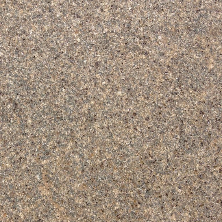 Swatch image cropped for Porphyry Worked Surface - Imperial Brown. The surface finish shown is flamed. Dominant colors shown are brown and tan; with beige, gray and orange/rust secondaries. The color mix creates a warm feeling. Speckled color pattern.