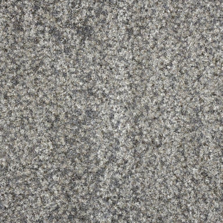 Color/Finish variation image for Granite - Virginia Mist. The surface finish shown is bush hammered. The dominant color shown is gray. The color mix creates a cool feeling. Speckled and coarse speckled color patterns. Contains some mica.
