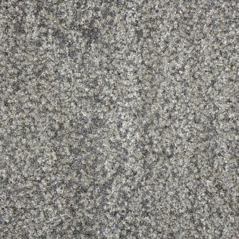 Feature image for Virginia Mist Granite. The surface finish shown is bush hammered. The dominant color shown is gray; with beige, brown, green, purple and white secondaries. Speckled and coarse speckled color patterns.