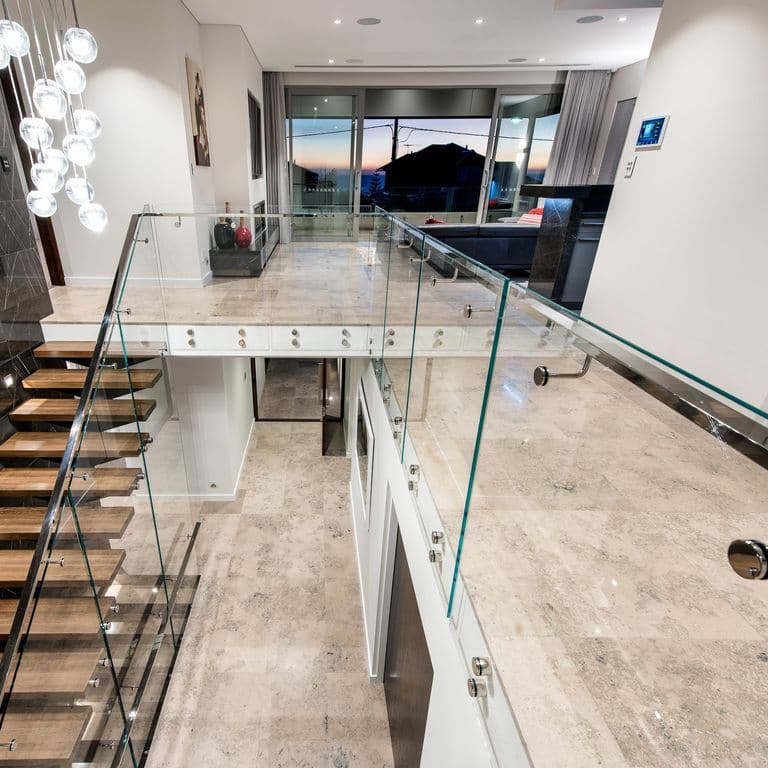 Application image for Bavarian Gray Limestone. The image shows this material being used in an interior floor application. The dominant color shown is gray.