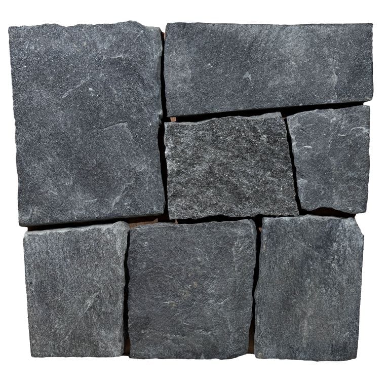 Feature image for Raven Hill Granite. The surface finish shown is split-face. Dominant colors shown are black and gray. The color mix creates a cool feeling.