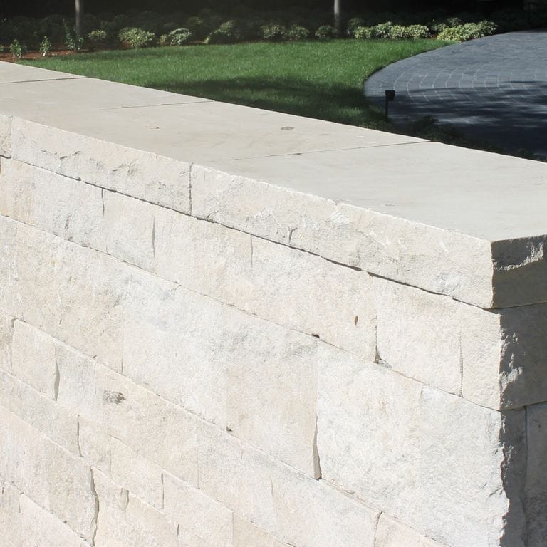 The image shows this material being used for architectural elements, full bed veneer and thin veneer.