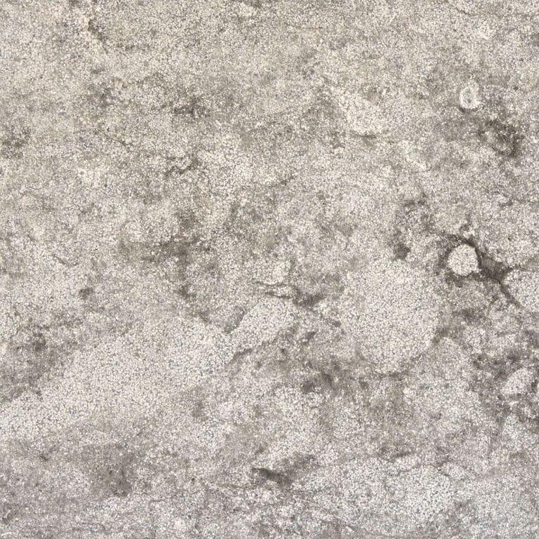 Color/Finish variation image for Blue Noble Limestone. The surface finishes shown are brushed and fine bush hammered. Dominant colors shown are beige, gray and cream; with brown, white and tan secondaries. Exhibits "movement" and the color mix creates a warm feeling. Fine speckled, blotched and swirled color patterns.