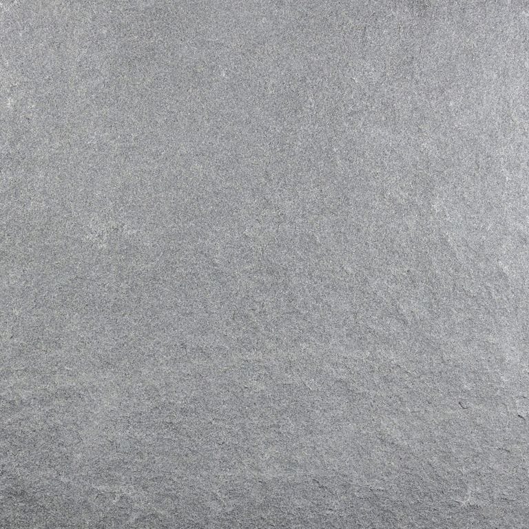 Color/Finish variation image for Sugus Bluestone. The surface finish shown is flamed. The dominant color shown is gray; with blue and white secondaries. The color mix creates a cool feeling. Solid, fine speckled and cloudy color patterns.