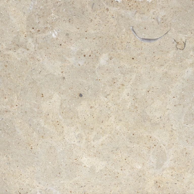 Best close-up image for Crema Del Giglio. The surface finish shown is brushed. The dominant color shown is beige; with gray, pink, white, tan and cream secondaries. The color mix creates a warm feeling. Fine speckled, random and cloudy color patterns. Contains mineral inclusions.
