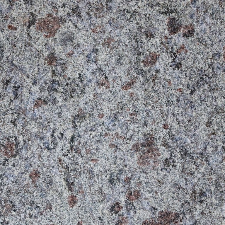 The surface finish shown is sand blasted. The dominant color shown is gray. The color mix creates a cool feeling. Speckled, coarse speckled and blotched color patterns.