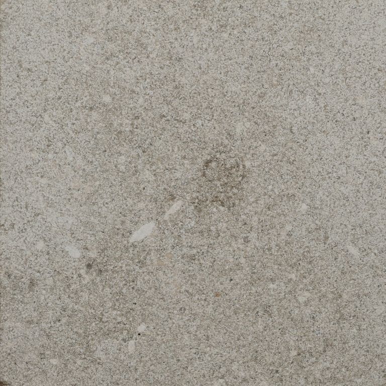 Color/Finish variation image for Veneto Olivo Limestone - Steps &amp; Treads. The surface finish shown is sand blasted. Dominant colors shown are gray and tan. The color mix creates a warm feeling.
