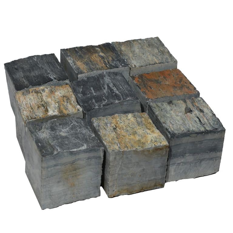 Application image for Black Schist Cobblestone - Square - Natural Cleft. The surface finish shown is natural cleft. Dominant colors shown are black and gray. The color mix creates a cool feeling.