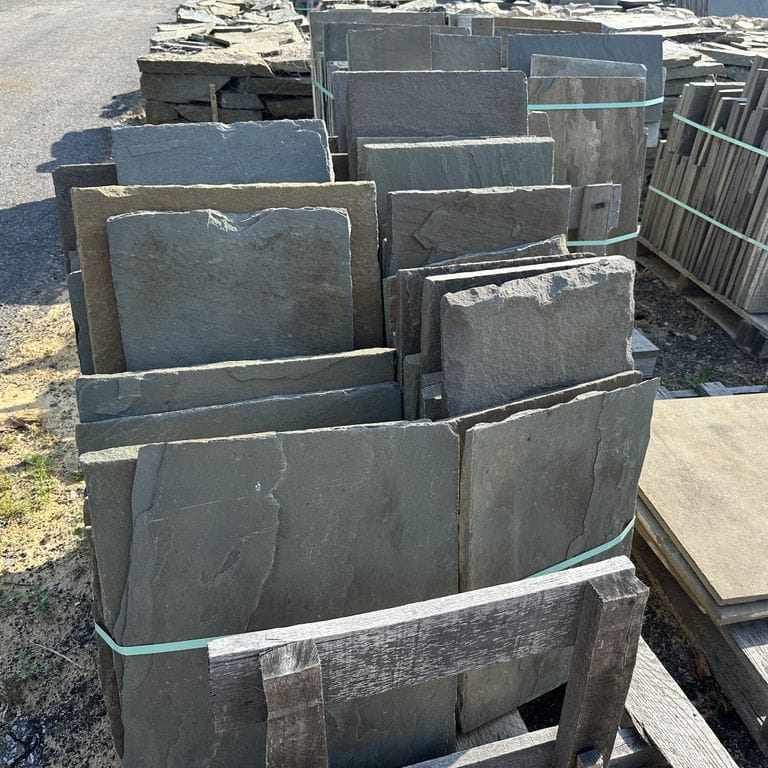 Application image for Reclaimed Bluestone Hand Cut Pavers. The dominant color shown is gray. The color mix creates a warm feeling.