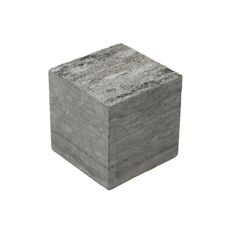 Oblique image for Black Schist Cobblestone - Square - Bush Hammered. The surface finish shown is bush hammered. The dominant color shown is gray. The color mix creates a cool feeling.