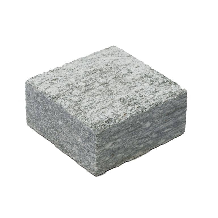 Color/Finish variation image for Pietra Italia Gray Gneiss - Cobblestone. The surface finish shown is sand blasted. The dominant color shown is gray. The color mix creates a cool feeling.