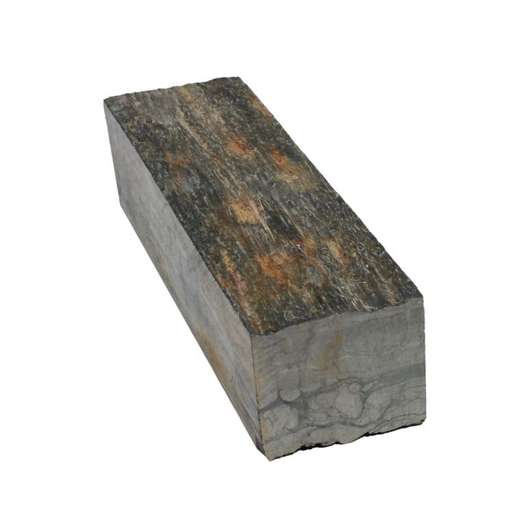 Color/Finish variation image for Black Schist Cobblestone - Rectangle - Natural Cleft. The surface finish shown is natural cleft. Dominant colors shown are black, gray and orange/rust. The color mix creates a warm feeling.