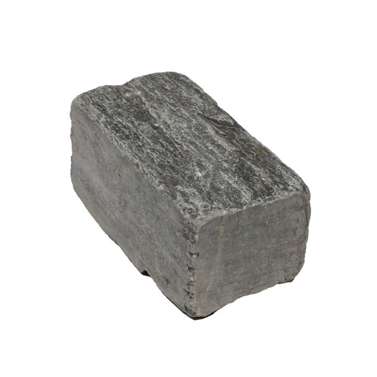 Color/Finish variation image for Black Schist Cobblestone - Rectangle - Natural Cleft &amp; Tumbled. The surface finish shown is natural cleft. The dominant color shown is gray.