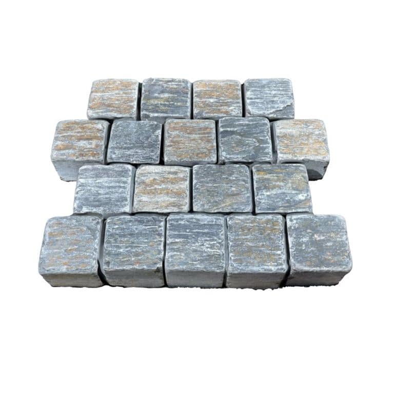 Black Schist Cobblestone - Square - Natural Cleft + Tumbled
