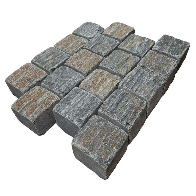 Black Schist Cobblestone - Square - Natural Cleft &amp; Tumbled
