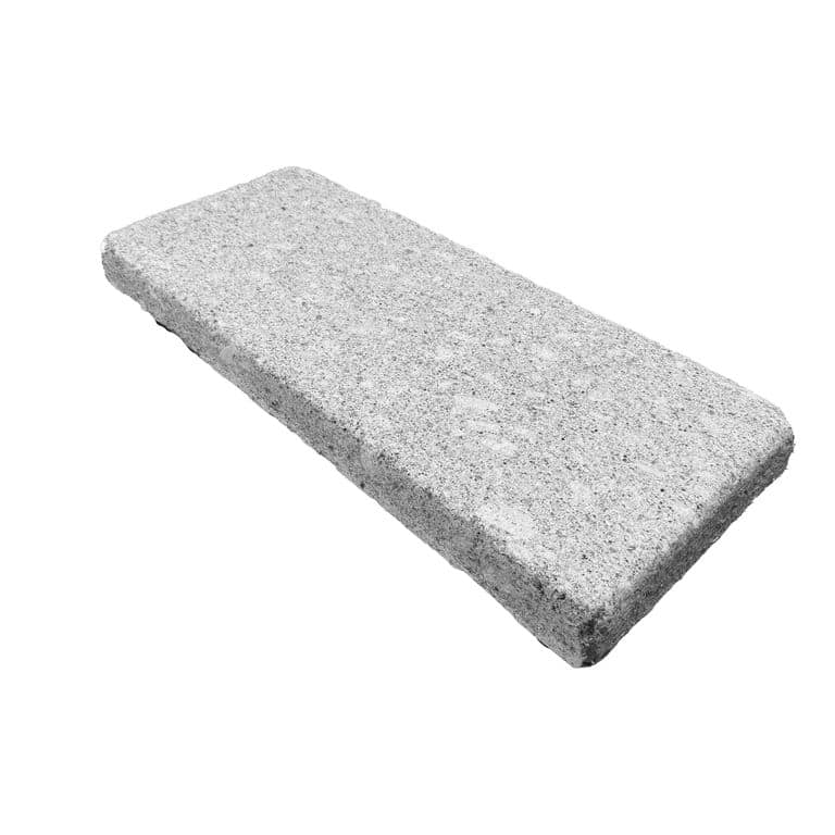 Oblique image for Oak Mountain Granite - Antiqued Plank Pavers. The surface finish shown is antiqued. Dominant colors shown are gray and white. The color mix creates a cool feeling.