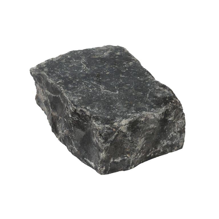 Oblique image for Reclaimed German Basalt Cobblestones - Antiqued Surface. The surface finish shown is . The dominant color shown is black. The color mix creates a cool feeling.