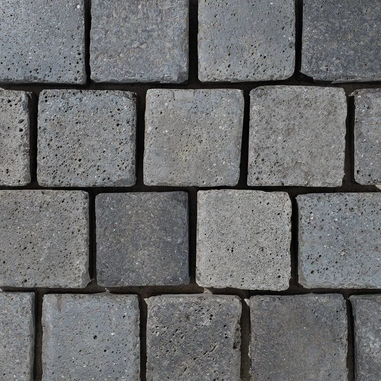 Best close-up image for Reclaimed German Slag Cobblestones - Worn Top. The surface finish shown is . The dominant color shown is gray. The color mix creates a cool feeling.