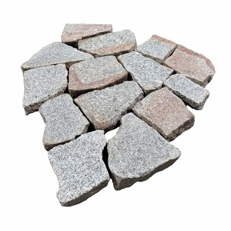 Feature image for irregular flamed top draft. The surface finish shown is flamed. Dominant colors shown are gray, pink and white. The color mix creates a warm feeling.
