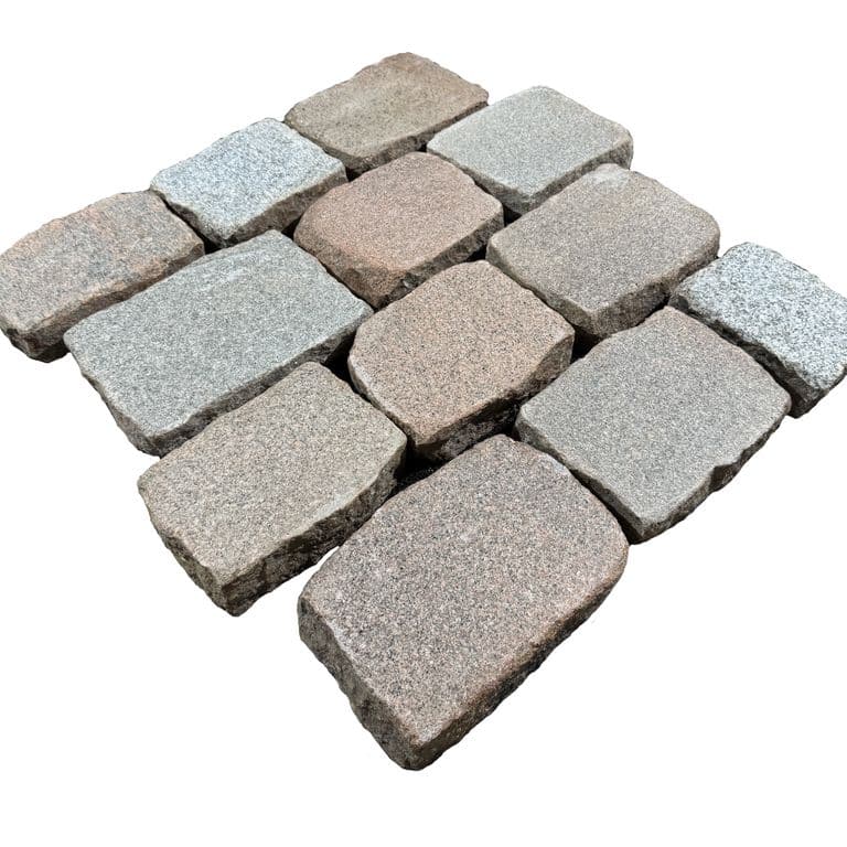Reclaimed Multicolor Granite Cobblestones - Flamed Surface