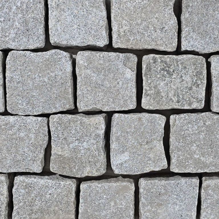 Color/Finish variation image for Reclaimed Berlin Granite Cobblestone - Medium. The surface finish shown is . The dominant color shown is gray. The color mix creates a cool feeling.