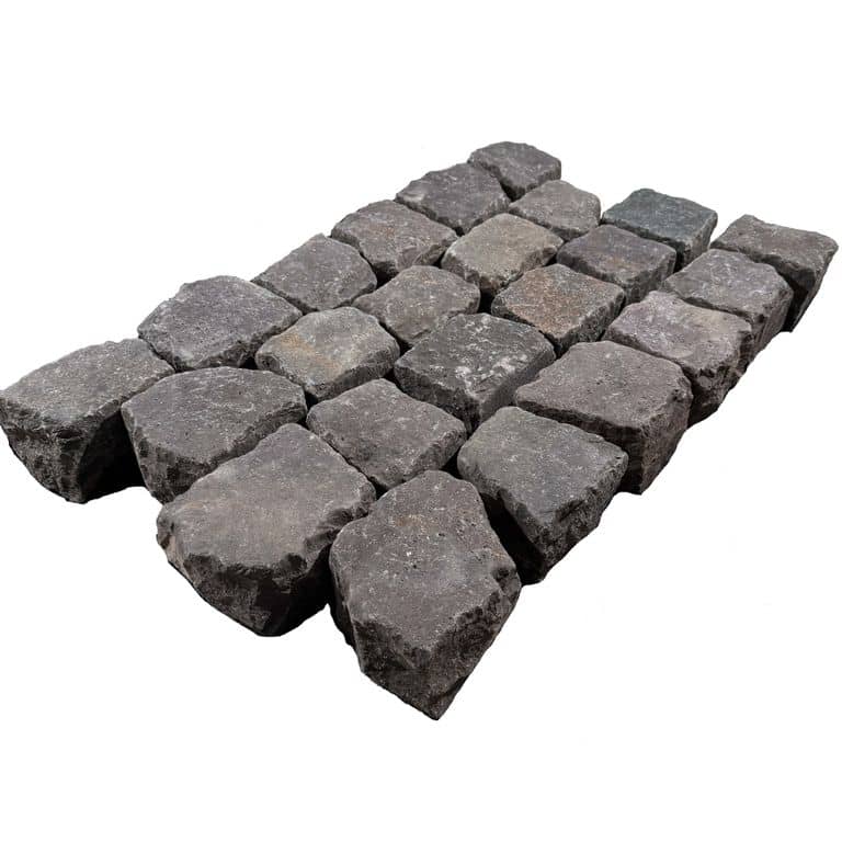 Feature image for darker cobble. The surface finish shown is . Dominant colors shown are brown and gray. The color mix creates a cool feeling.