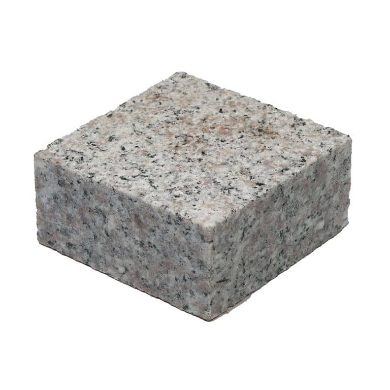 Feature image for Rubrum Granite - Bush Hammered Cobblestone. The surface finish shown is bush hammered. The dominant color shown is gray.