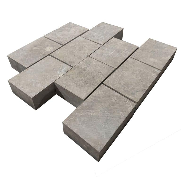 Application image for Bavarian Dolomite Gray Limestone - Cobblestone Paver. The surface finish shown is sawn. Dominant colors shown are gray and tan. The color mix creates a warm feeling.