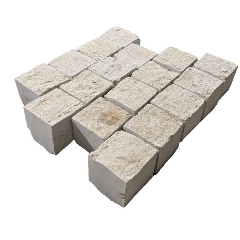 Bavarian Beige Limestone - Splitface Cobblestone