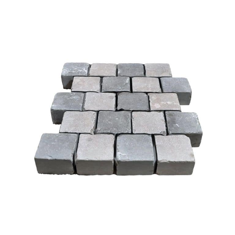 Amaza Estrema Limestone Cobblestone - Square - Flamed &amp; Tumbled