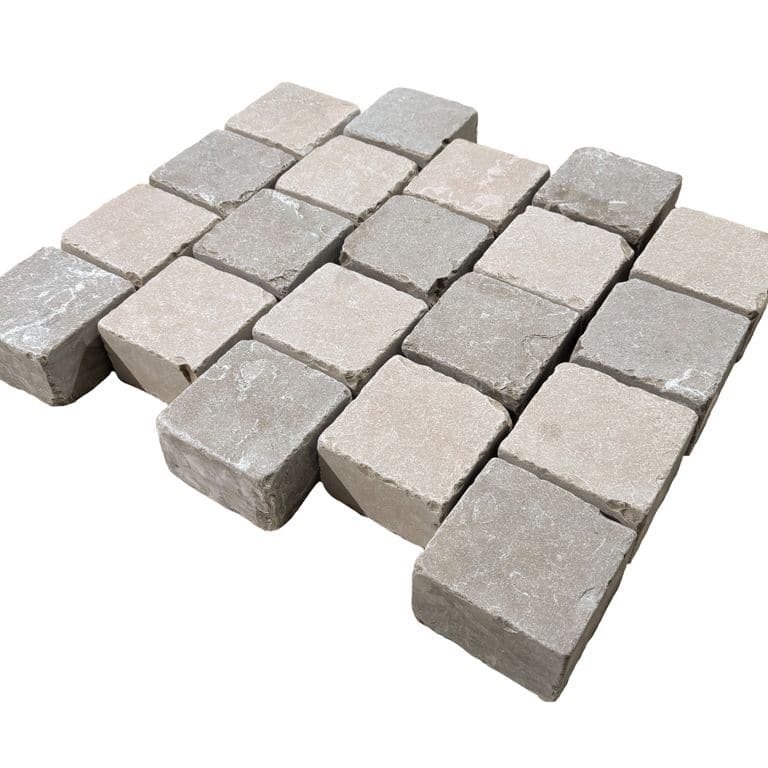  Amaza Estrema Limestone Cobblestone - Square - Flamed &amp; Tumbled