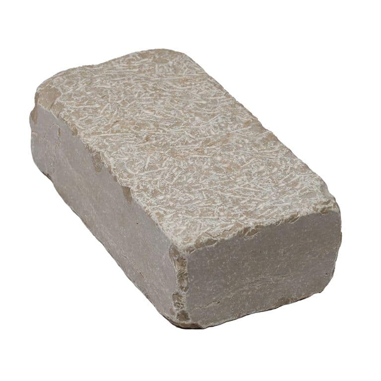 Color/Finish variation image for Amaza Estrema Limestone Cobblestone - Rectangle - Medium Clawed &amp; Tumbled. The surface finish shown is carved. The dominant color shown is beige. The color mix creates a warm feeling.